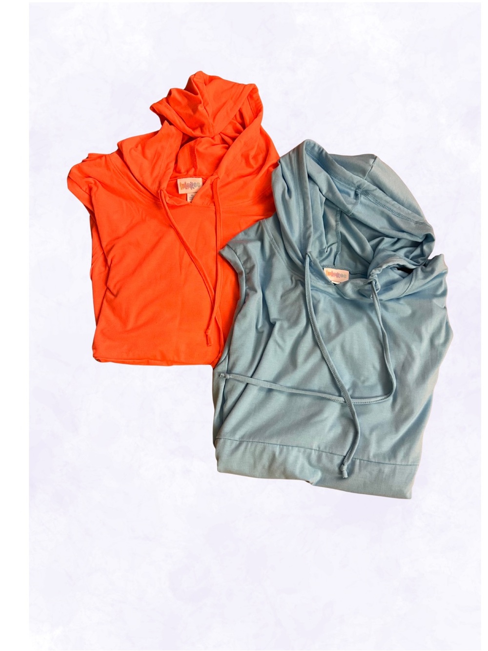 Lularoe Sleeveless Hooded Shirt Bundle: Neon Orange and Light Turquoise XL
